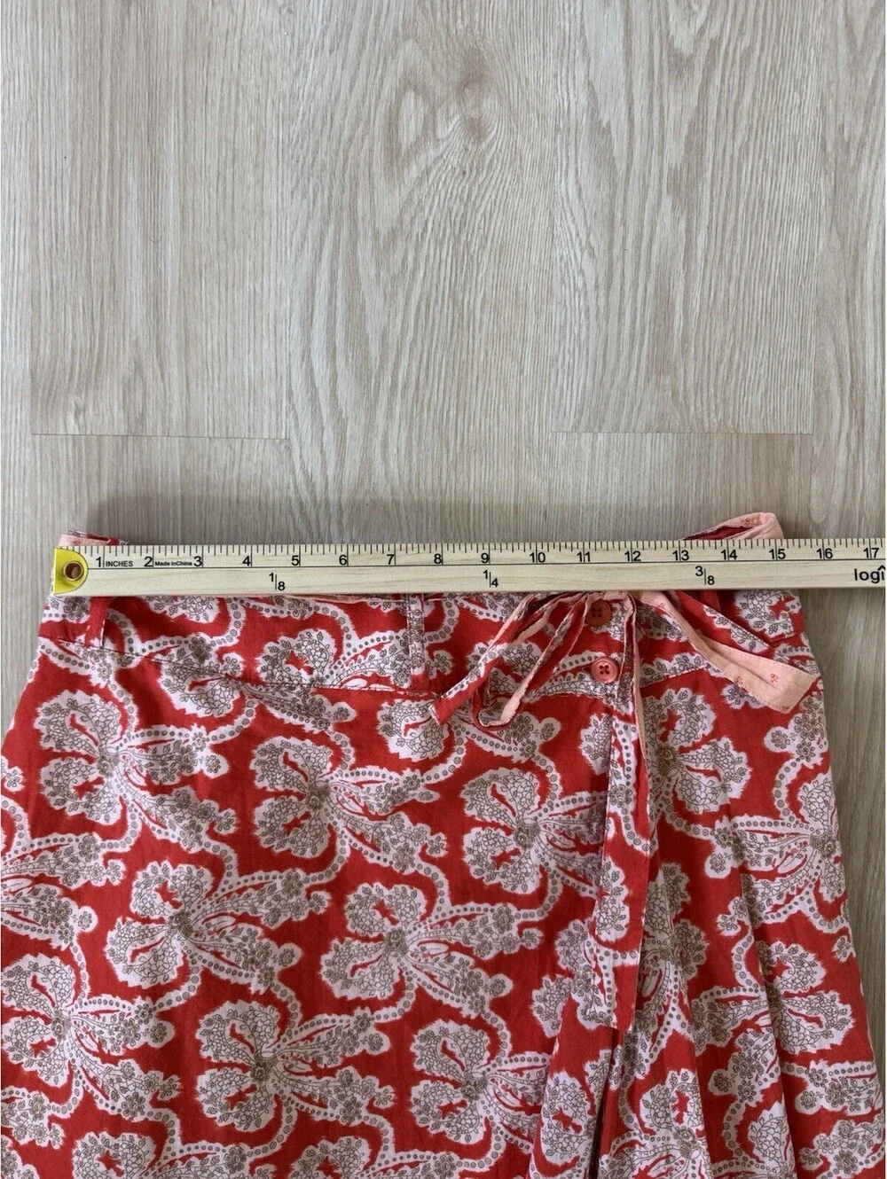 Vtg Y2K Free People Indian Sari Red Floral Asymmetric Wrap Fairy Skirt Size 10